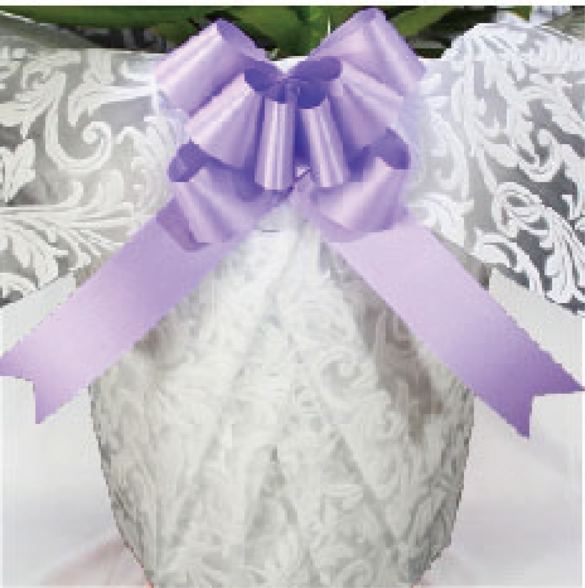 シンプル/柄ホワイト・パープルリボン