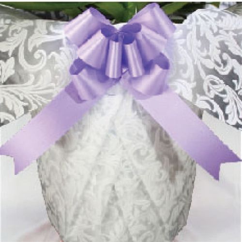 シンプル/柄ホワイト・パープルリボン