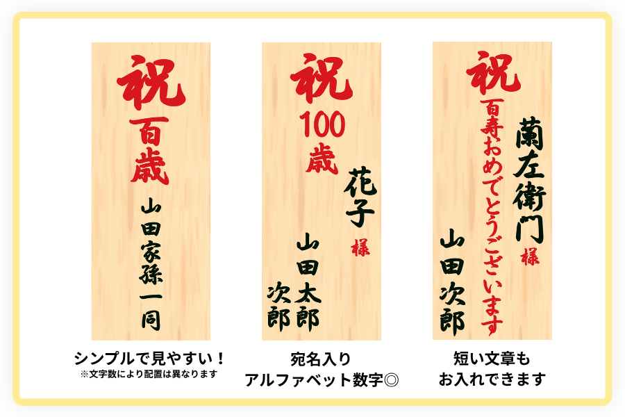 長寿祝いの胡蝶蘭 立札の例